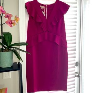 Ted Baker Ruffle peplum body icon dress, beautiful fuchsia color, size 12